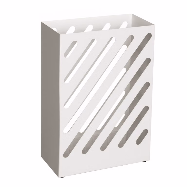 Paragüero rectangular Songmics con ganchos y bandeja extraíble en color blanco