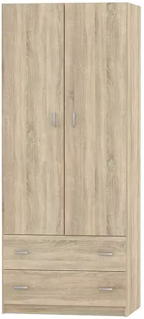 Armario para ropa Turín de Muebles Pitarch en acabado roble con puertas de cajones, An/P/Al: 74 x 50 x 180 cm