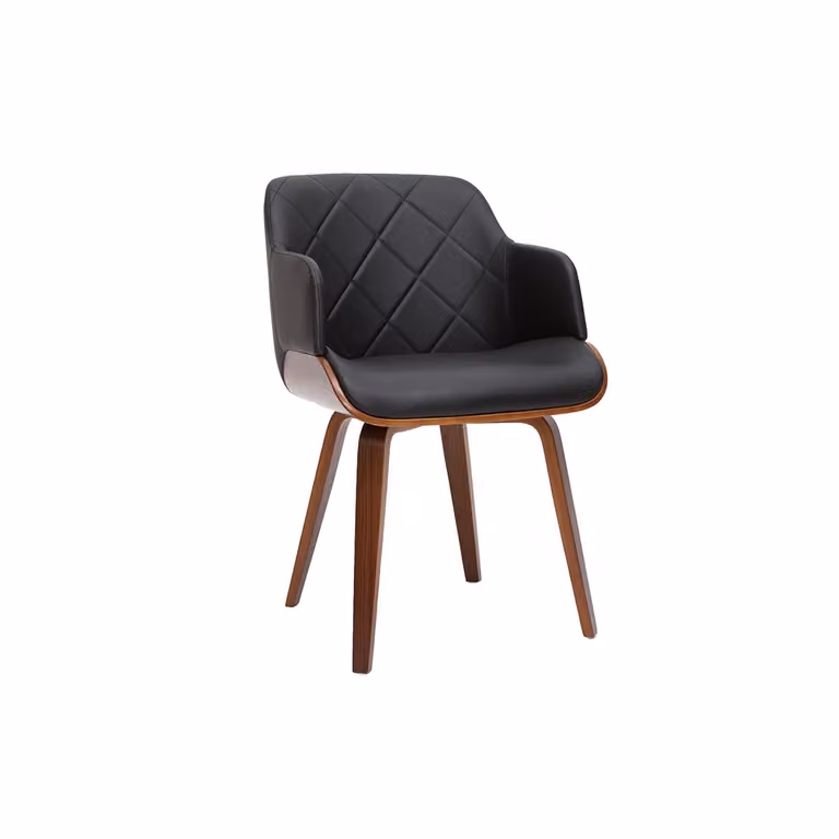 Silla de diseño Miliboo Lucien en negro y madera de nogal con reposabrazos