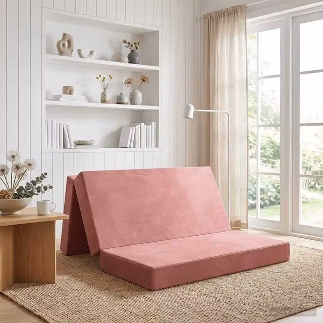 Sofá cama plegable de terciopelo rosa vidaXL An/P/Al: 160 x 67 x 45 cm