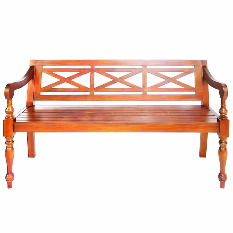 vidaXL Banco Batavia de madera maciza en color marrón oscuro, An: 123 cm, Al: 81 cm, P: 43,5 cm