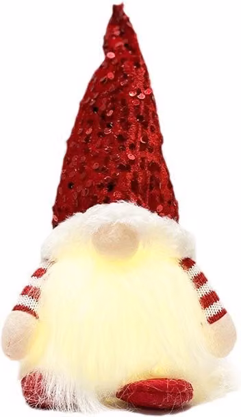 Conjunto de 3 Gnomos Navideños de Peluche COOCHEER con Purpurina y Luces, Colores Rojo, Plata, Gris y Blanco, Altura: 30 cm