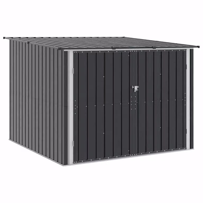 Cobertizo para 3 bicicletas vidaxl de metal con doble puerta y cerradura, color antracita, An/P/Al: 216 x 207 x 158 cm