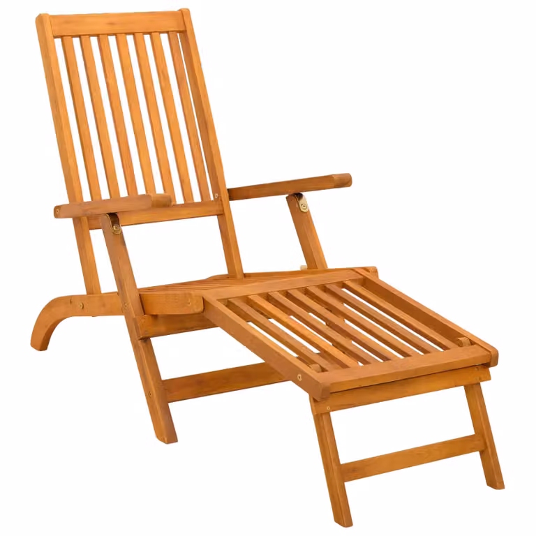 Set de 3 tumbonas reclinables plegables vidaXL de madera de acacia sólida en color marrón para jardín o terraza