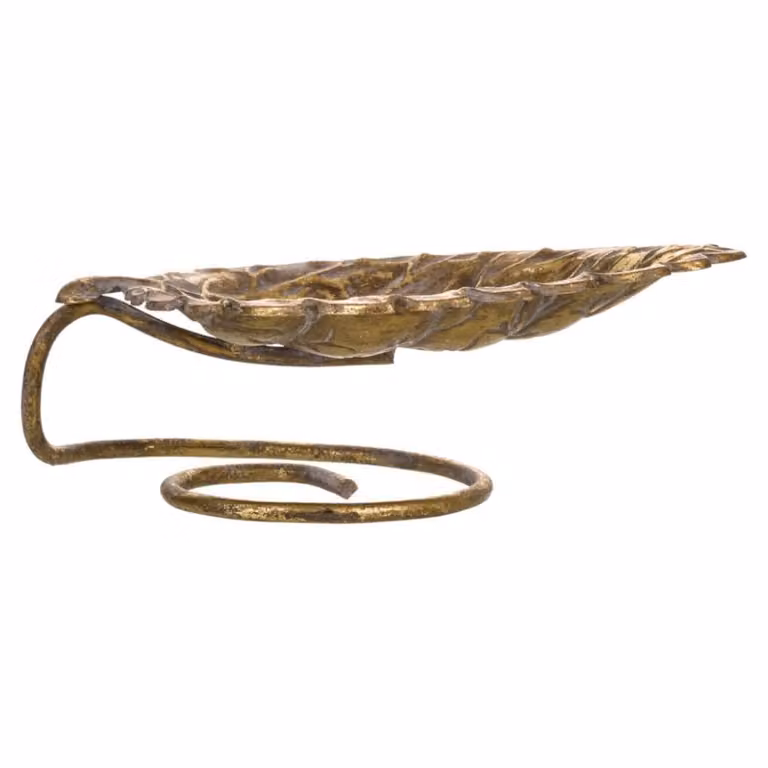 Bandeja decorativa de metal con diseño de hoja Wanderlust deco en color dorado, An/P/Al: 24 x 13,5 x 8 cm