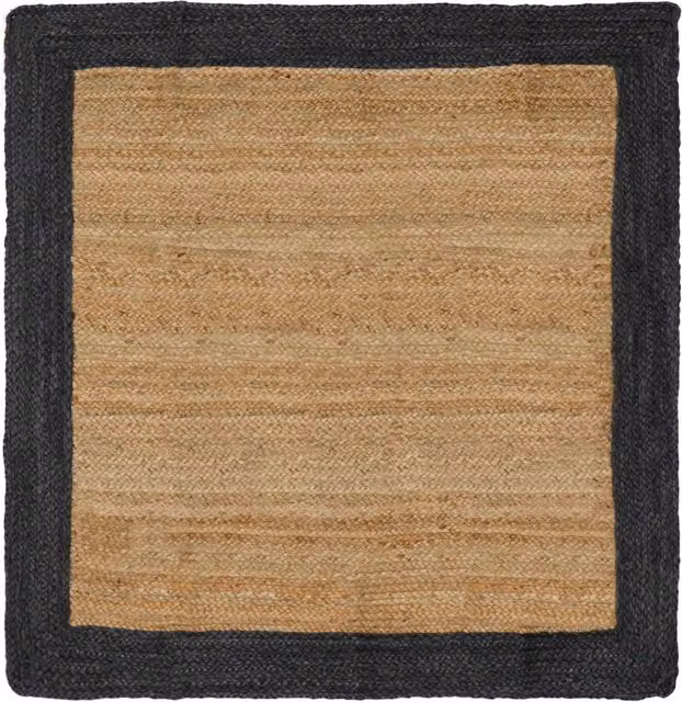 Alfombra de área de yute vidaXL en gris oscuro y multicolor, 120 x 120 cm