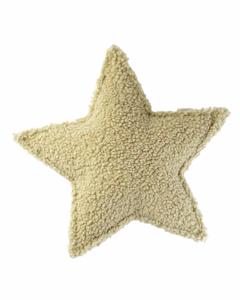 Cojín de estrella Wigiwama en tejido bouclé verde, An/P/Al: 37 x 40 x 10 cm