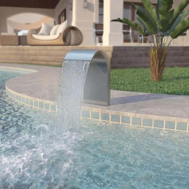 vidaXL Fuente de piscina rectangular de acero inoxidable plateada An/P/Al: 45 x 30 x 65 cm