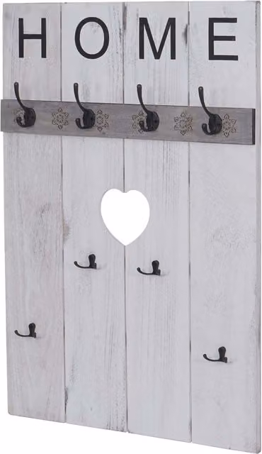 Perchero de pared HHG 913 Home con 8 ganchos, estilo shabby chic vintage, color blanco, An/Al: 91 x 60 cm