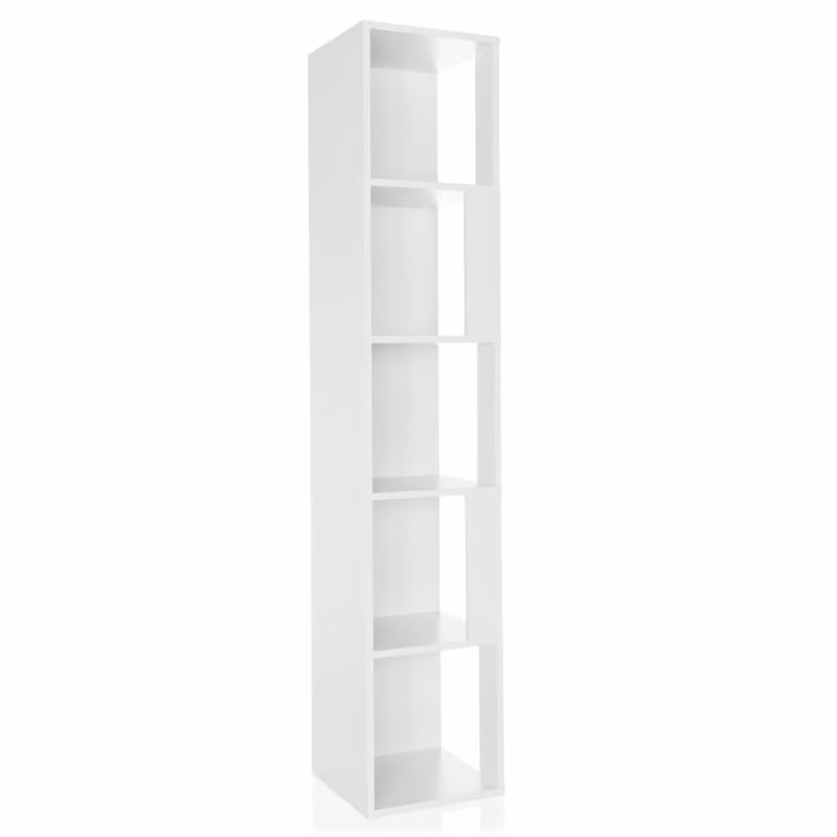 Estantería de pie y separador de ambientes Kalag S de hjh living en blanco mate, 5 niveles, An/P/Al: 31,5 x 31,5 x 160 cm