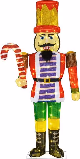 Cascanueces de Navidad con bastón de caramelo NORTHIX con luces LED multicolor, Altura: 170 cm