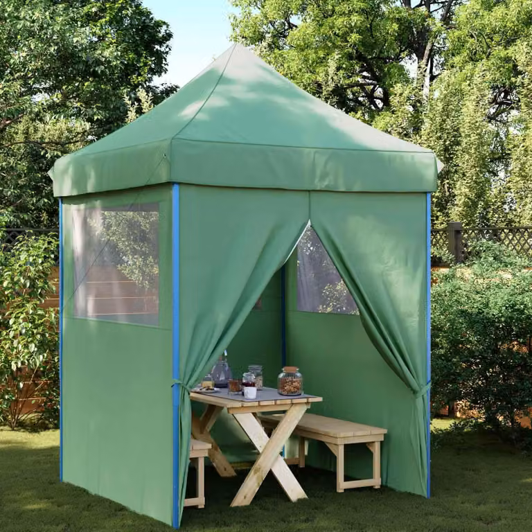 Carpa de fiesta Syfax verde de poliéster y acero An/P/Al: 200 x 200 x 306 cm