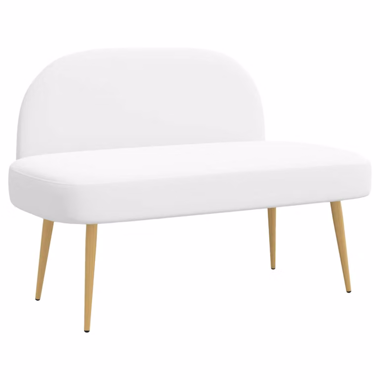 Banco tapizado con respaldo vidaXL en color blanco An/P/Al: 110 x 60 x 76 cm