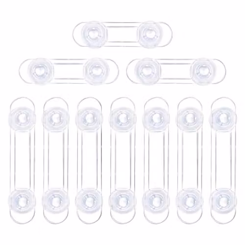 Pack de 10 cerraduras de seguridad transparentes KEWUZY para niños con adhesivo para armarios, cajones, ventanas y neveras