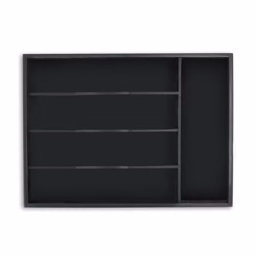 Cubertero de bambú Relaxdays con 4 compartimentos y acabado negro, An/P/Al: 34 x 25 x 4,5 cm