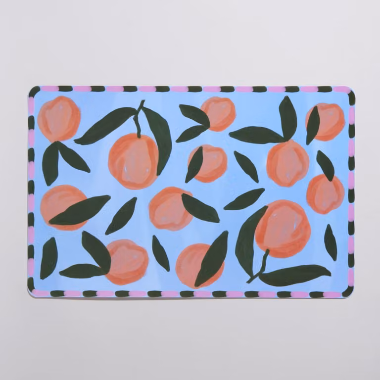 Mantel individual rectangular de Maison du Monde con estampado floral de frutas multicolor y acabado fácil de limpiar