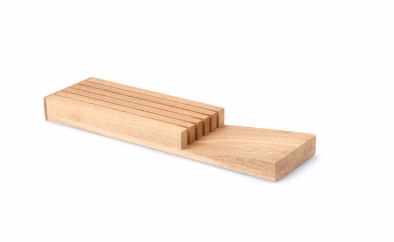 Continenta Organizador de cuchillos para cajón de madera de caucho color marrón, An/P/Al: 39 x 11 x 3,5 cm