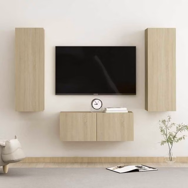 Set de muebles de salón para TV de 3 piezas Maison Exclusive en madera de ingeniería color roble sonoma
