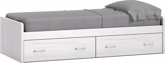 Cama individual Noel de El Corte Inglés con 2 cajones en color beige y blanco