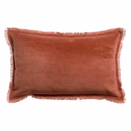 Cojín liso Vivaraise Fara Siena en terciopelo beige y marrón, An/P/Al: 50 x 30 x 30 cm