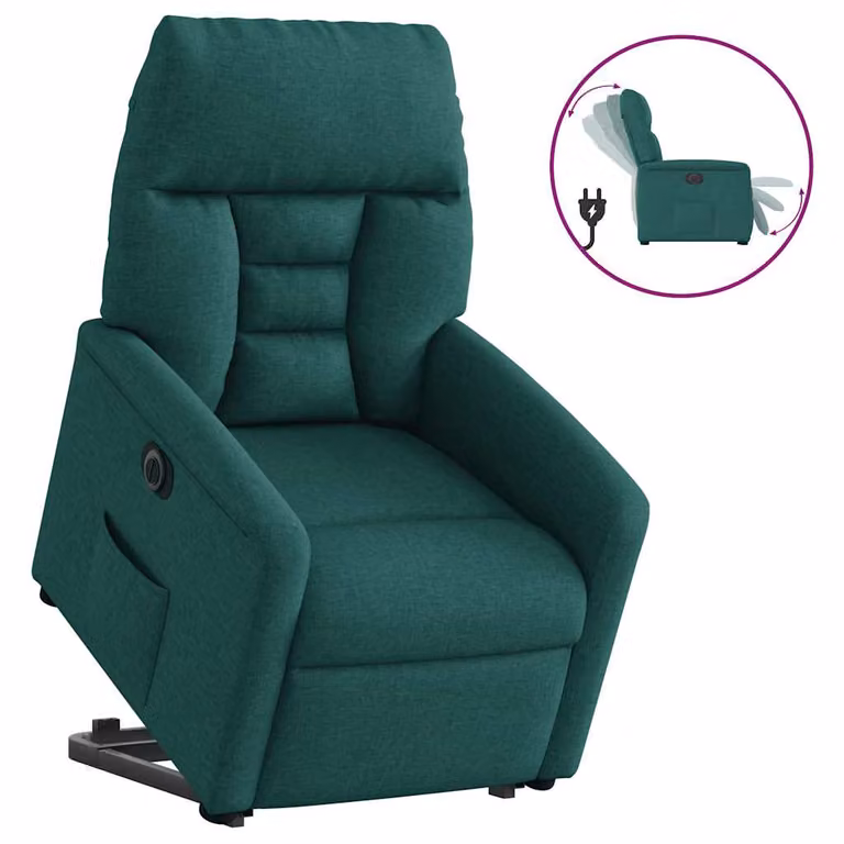 Sillón eléctrico reclinable y elevable vidaXL en tela verde oscuro para mayores
