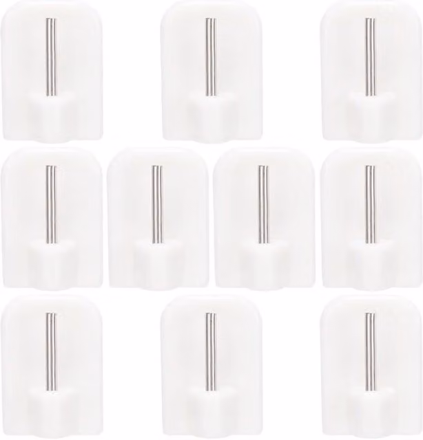 Pack de 10 ganchos autoadhesivos LIIYIELA para barra de cortina de plástico, montaje en pared sin taladros
