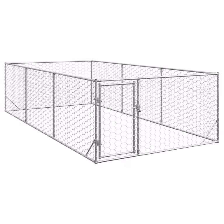 Caseta para perros de exterior vidaXL resistente a la intemperie en color plata de metal An/P/Al: 2 x 4 x 1 m