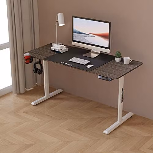 Escritorio gaming rectangular ajustable en altura pro.tec con motor eléctrico, An/P/Al: 140 x 60 x 72-117 cm