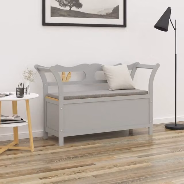 Banco de madera maciza de abeto vidaXL en color gris, An/P/Al: 107 x 45 x 75,5 cm
