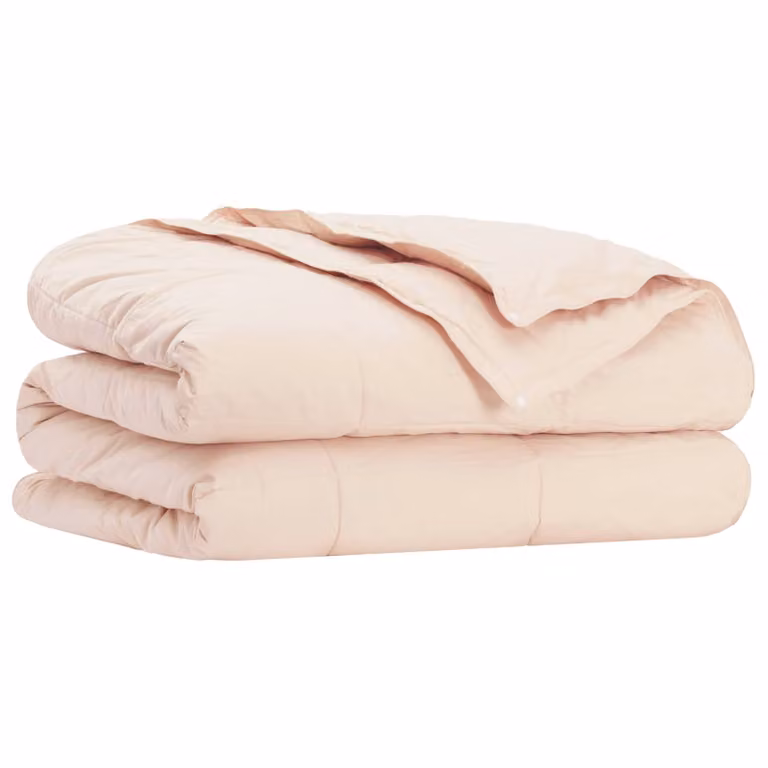 Edredón vidaXL de fibra de kapok y algodón para todas las estaciones, color beige, 135 x 220 cm