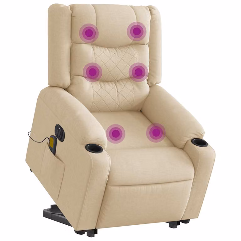 Sillón de masaje eléctrico reclinable y elevable vidaXL en tela color beige