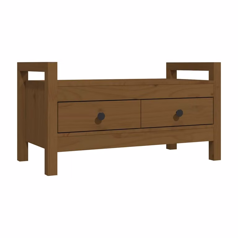 Banco de recibidor vidaXL de madera maciza de pino en color marrón miel, An/P/Al: 80 x 40 x 43 cm