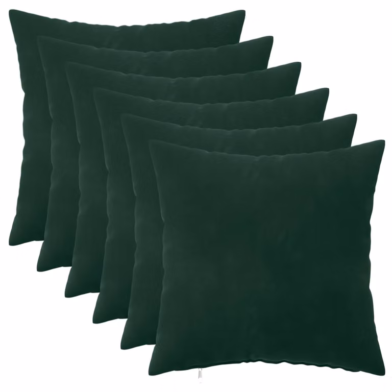 Set de 6 fundas de almohada HEERLEN de vidaXL en terciopelo verde oscuro, An/An/Al: 35 x 35 cm