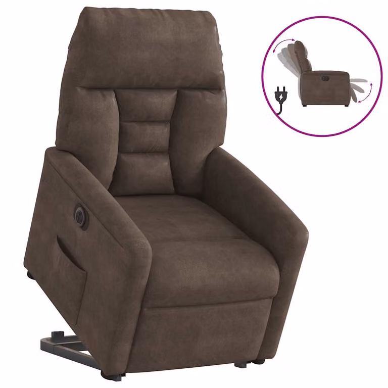 Sillón eléctrico reclinable y elevable vidaXL en microfibra marrón para personas mayores