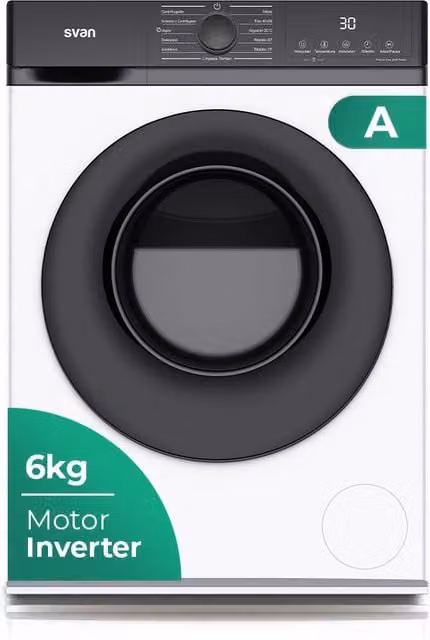 Lavadora de carga frontal Svan Sl6203aidv de 6 kg, 1200 rpm, color blanco
