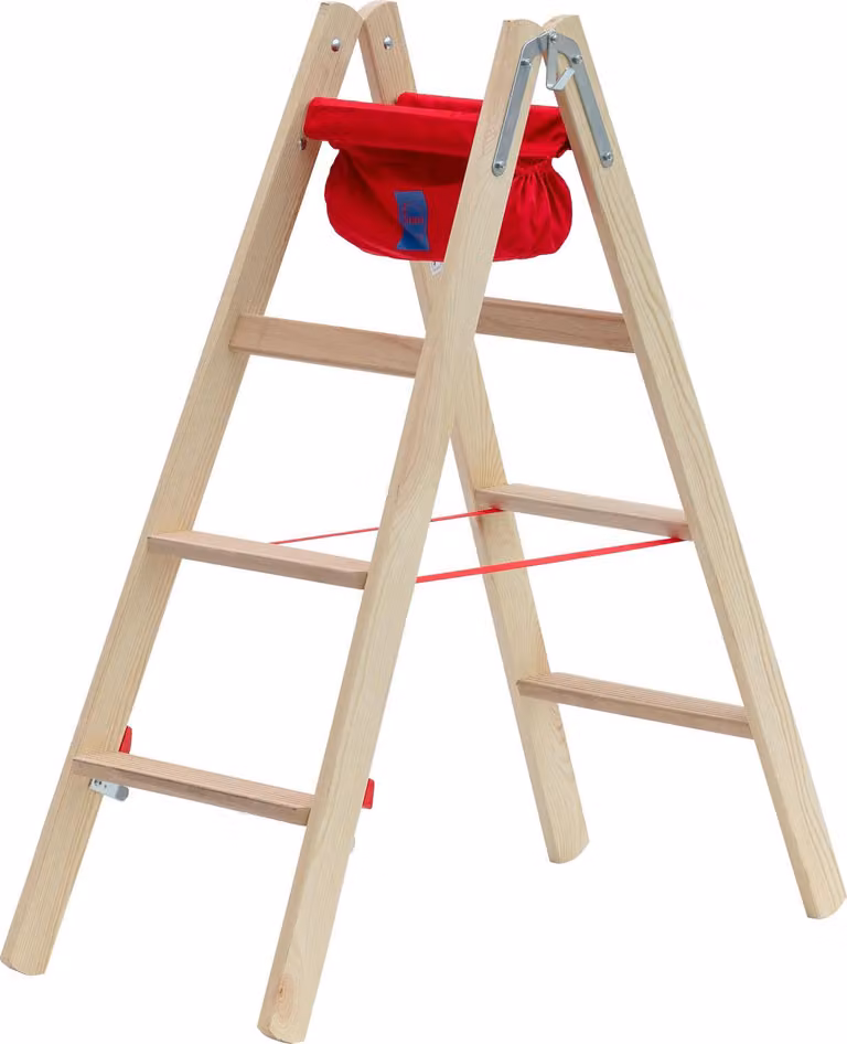 Escalera de madera Hymer de 2x4 peldaños color marrón con altura de trabajo de 2,55 m