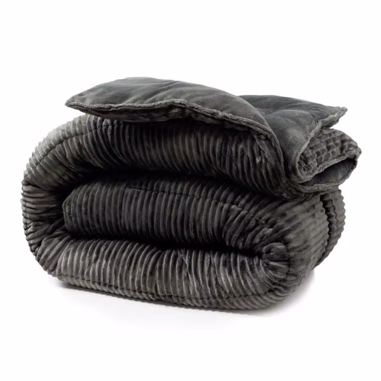 Edredón reversible de microfibra Reca Bedding efecto manta de terciopelo para invierno, blanco y gris, An/P/Al: 140 x 200 cm