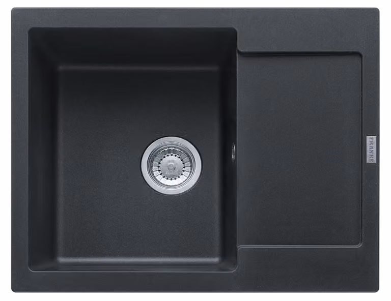 Fregadero de encimera Franke Maris MRG 611-62 en granito compuesto color negro, reversible, An/P/Al: 62 x 50 x 20 cm