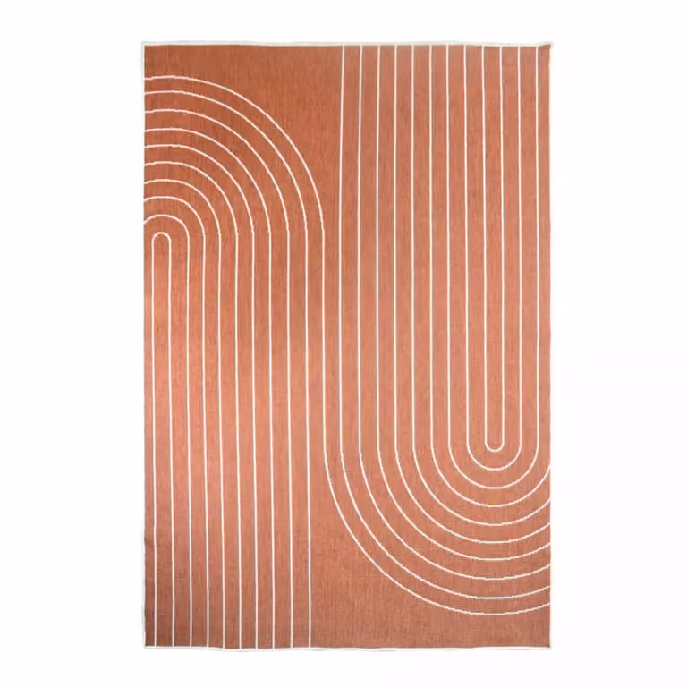 Alfombra de exterior kilim reversible Un Amour De Tapis en terracota y crema, An/P: 160 x 230 cm