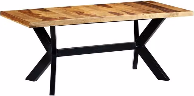 Mesa de comedor rectangular de estilo industrial en madera de sheesham y metal color marrón