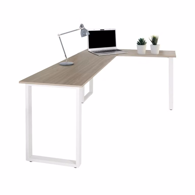 Escritorio de esquina hjh OFFICE Workspace Basic I en gris y blanco de 165 x 120 cm