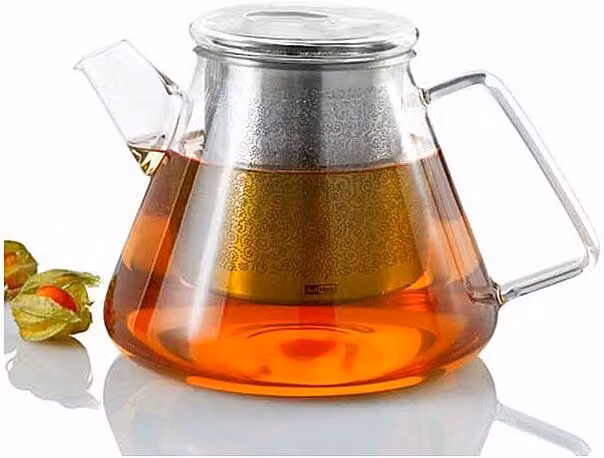 Tetera de vidrio transparente ADHOC ORIENT con infusor de acero inoxidable de 1,5 l