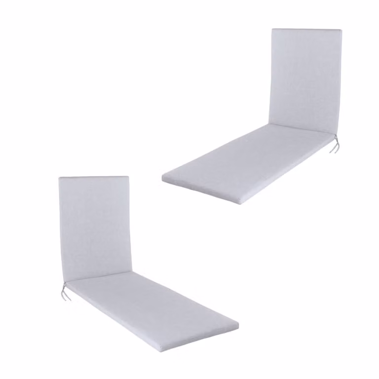 Pack de 2 cojines para tumbona Edenjardin en poliéster color gris claro, An/P/Al: 196 x 60 x 5 cm