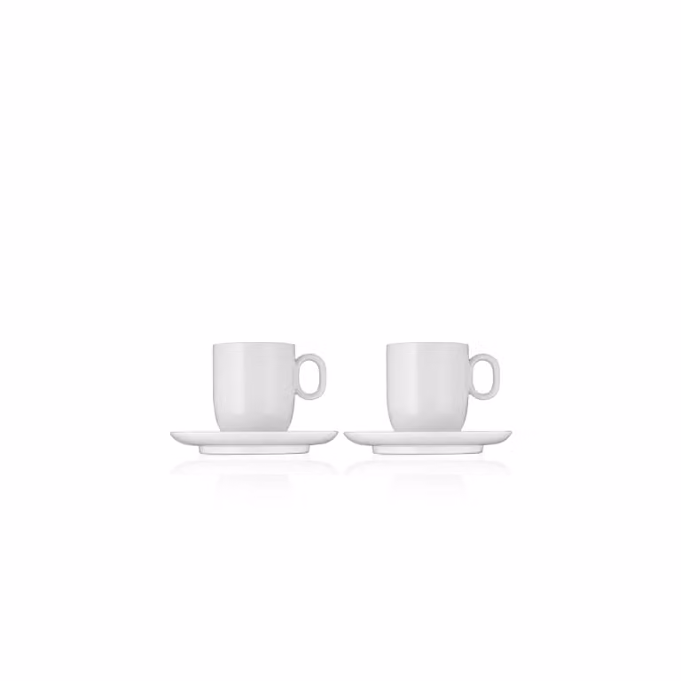 Juego de 2 tazas y platillos Barista Creme de 4 piezas WMF en porcelana blanca