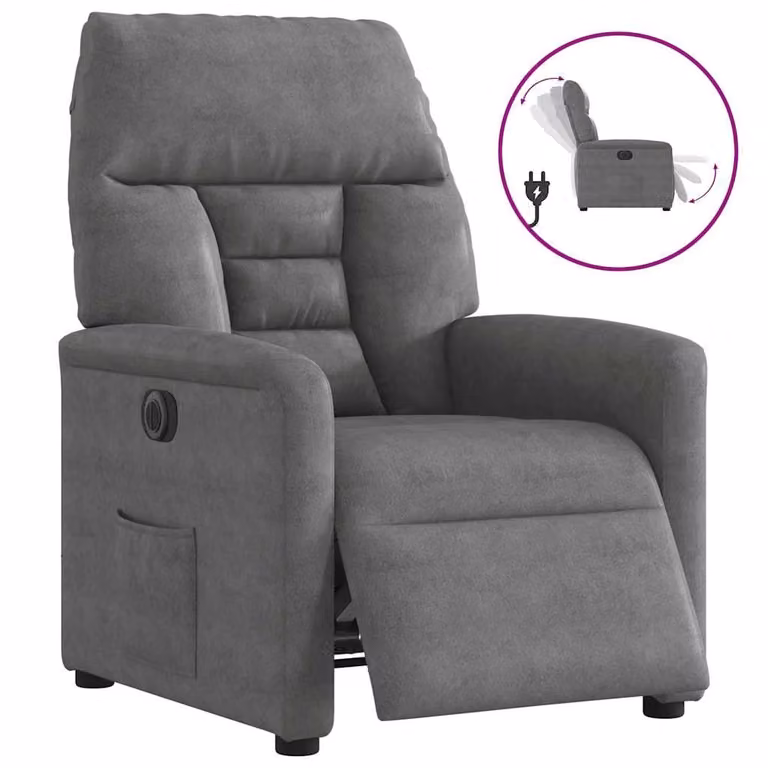 Sillón reclinable eléctrico vidaXL en tela de microfibra gris oscuro para salón