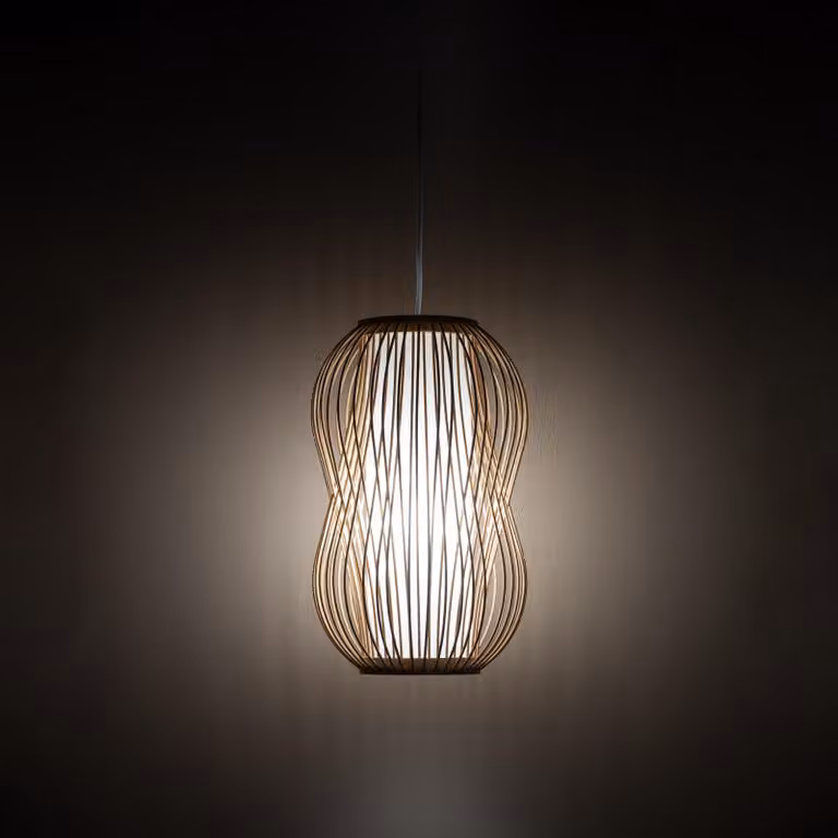 Lámpara colgante Nowodvorski Puket en madera y ratán color beige con casquillo E27