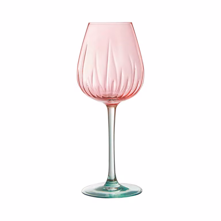 Juego de 4 copas de vino Cristal D'Arques Swirly Spring facetadas en colores rosa y verde de 470 ml