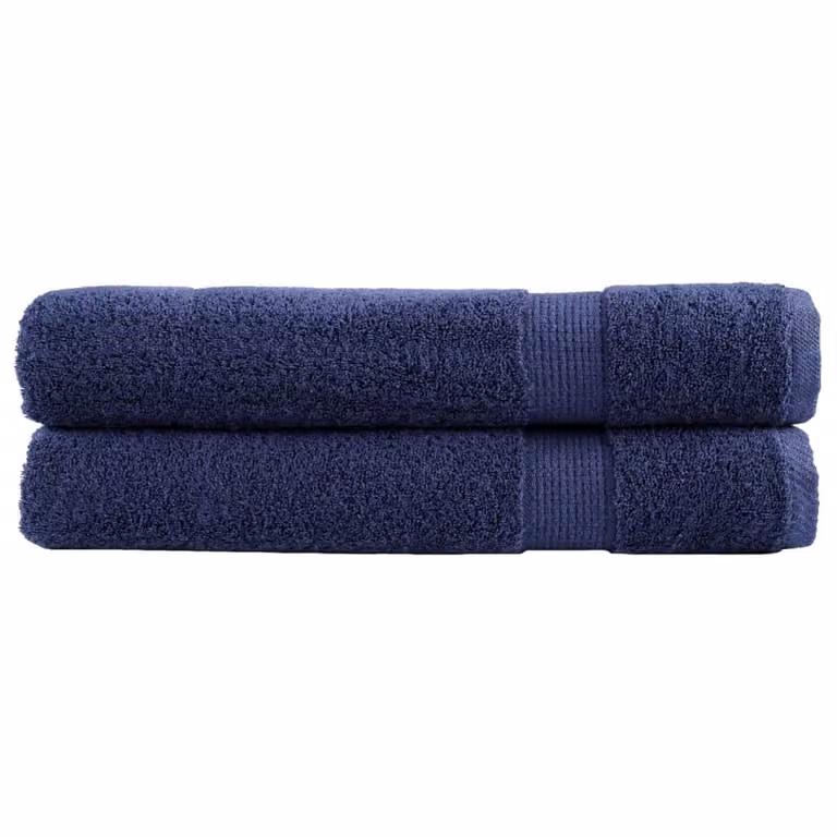 Set de 2 toallas premium vidaXL SOLUND de algodón en azul, An: 100 cm, Al: 200 cm, 600 gsm