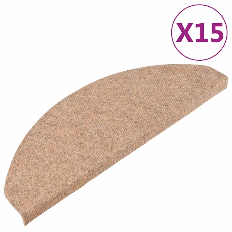 Pack de 15 alfombrillas autoadhesivas para escalera vidaXL, antideslizantes y absorbentes de sonido, color beige, An/P/Al: 65 x 22,5 x 3,5 cm