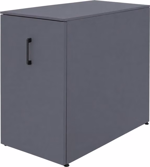 Armario archivador MENDLER de metal con puertas batientes y estantes regulables, color gris y negro, An/P/Al: 74 x 43 x 80 cm